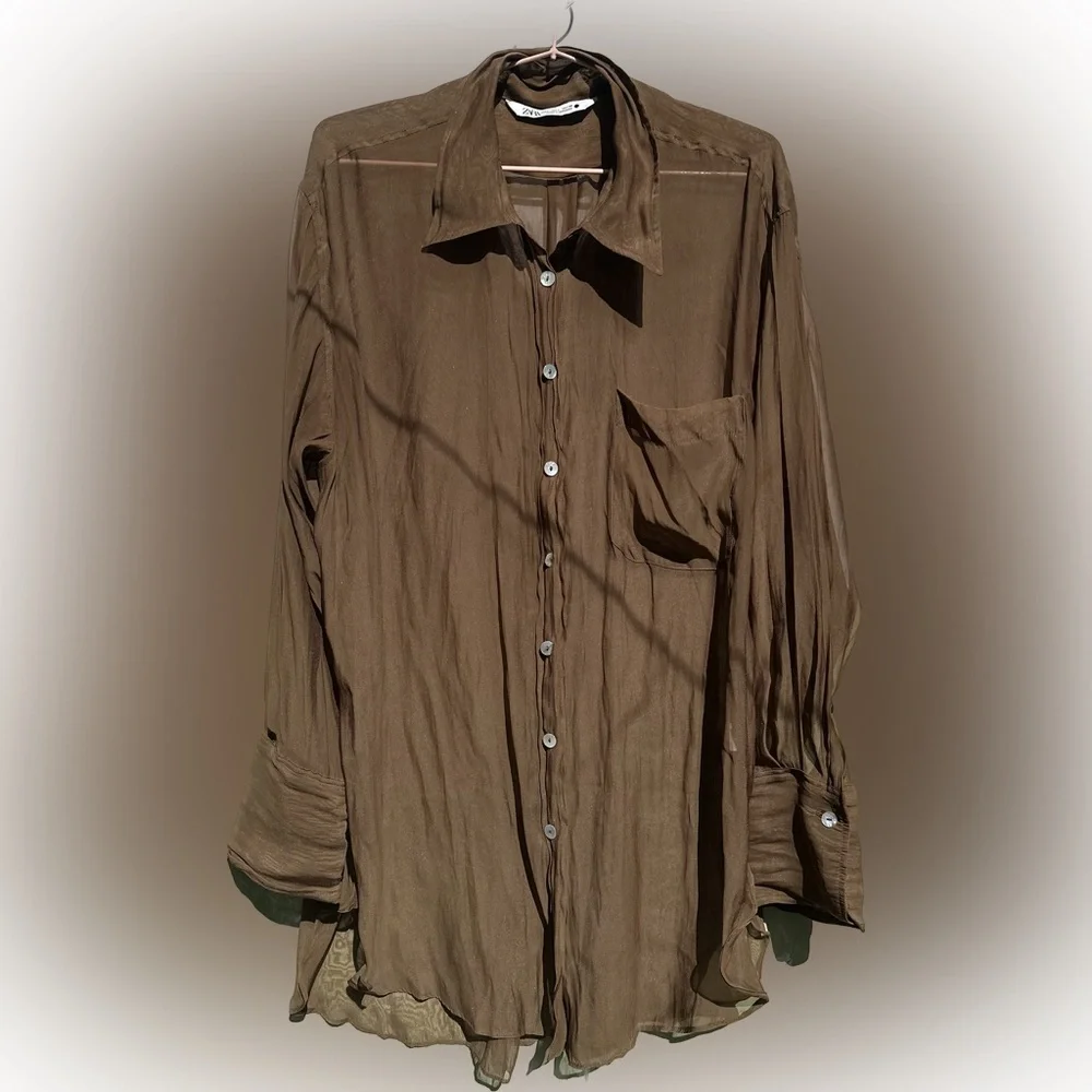 ZARA semi sheer shirt - Picture 5 of 14